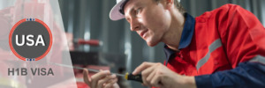 Technician working with tools, representing skilled labor on an H1B visa.